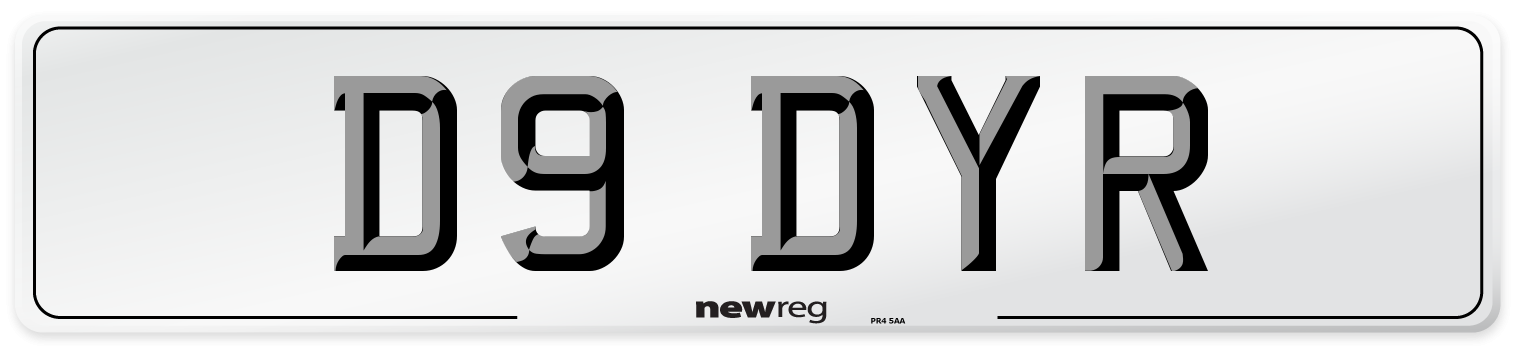 D9 DYR Number Plate from New Reg